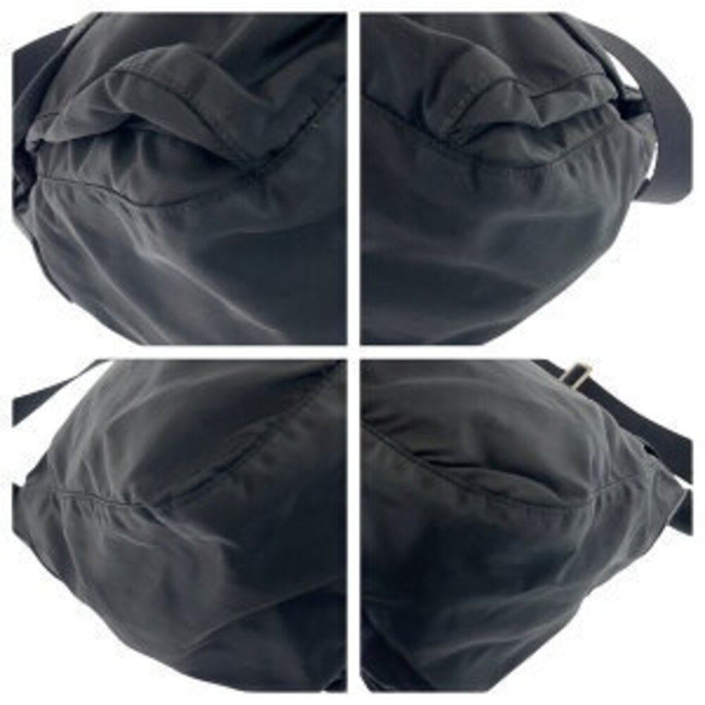 Prada messenger logo Tessuto shoulder plate bag leather nylon black triangular - Picture 3 of 10